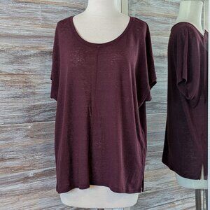 Gap Linen Blend Top Size L Large Wine